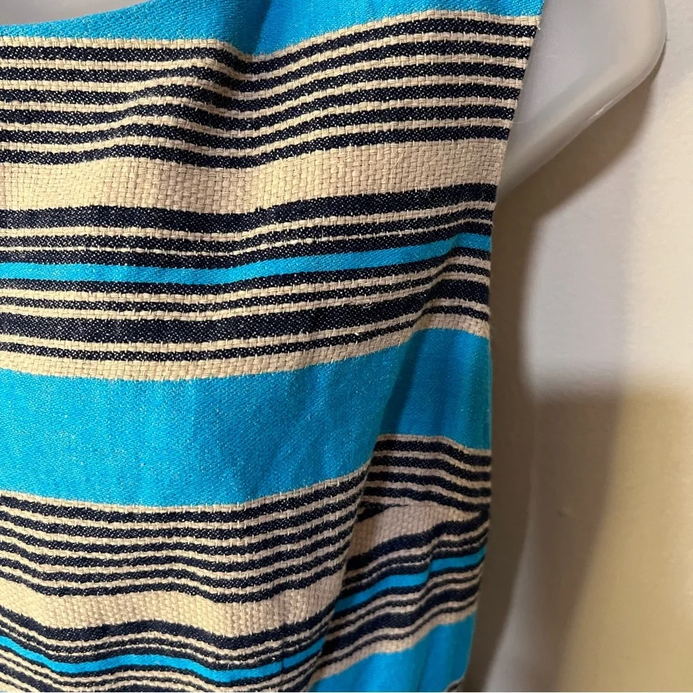 The Limited 8 Linen Cotton Sheath Sleeveless Dress Blue Tan Black - Picture 4 of 8